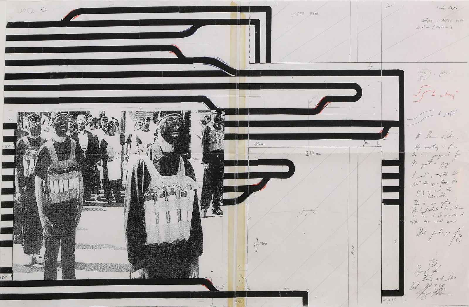 Mixed Media, Franz Ackermann: Franz Ackermann (German, b. 1936), "Remembering Public Territories," 2000, mixed media print, signed and dedicated right margin, sheet: 19"h x 33"w, overall (with frame): 21.5"h x 35.5"w