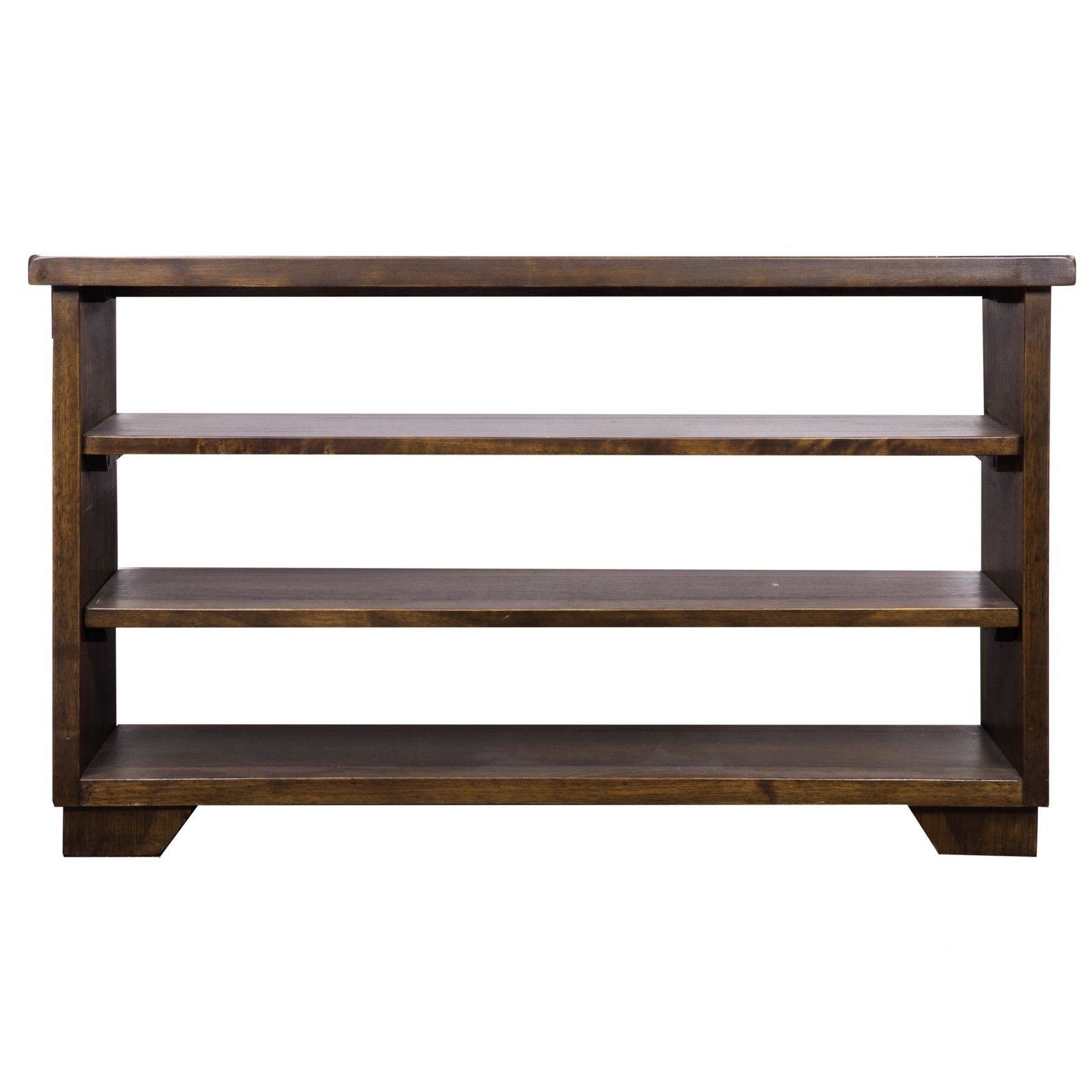 A Modernist what-not shelf: A Modernist what-not shelf, having a rectangular top above two shelves, 30"h x 51"w x 18"d