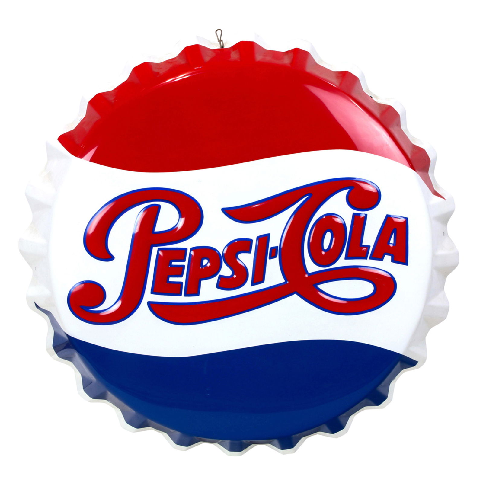 A Pepsi-Cola bottle cap advertising sign (1 of 2)