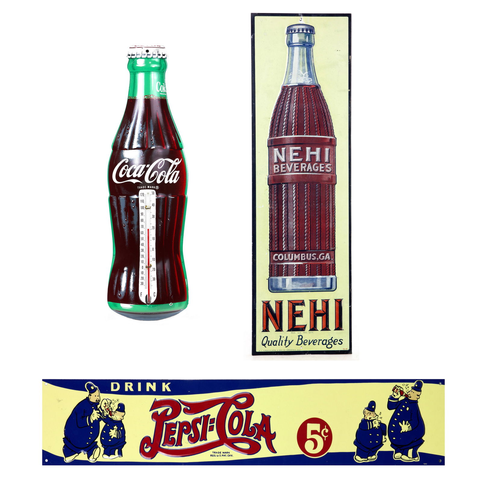 (lot of 3) Soda advertising signs (1 of 4)