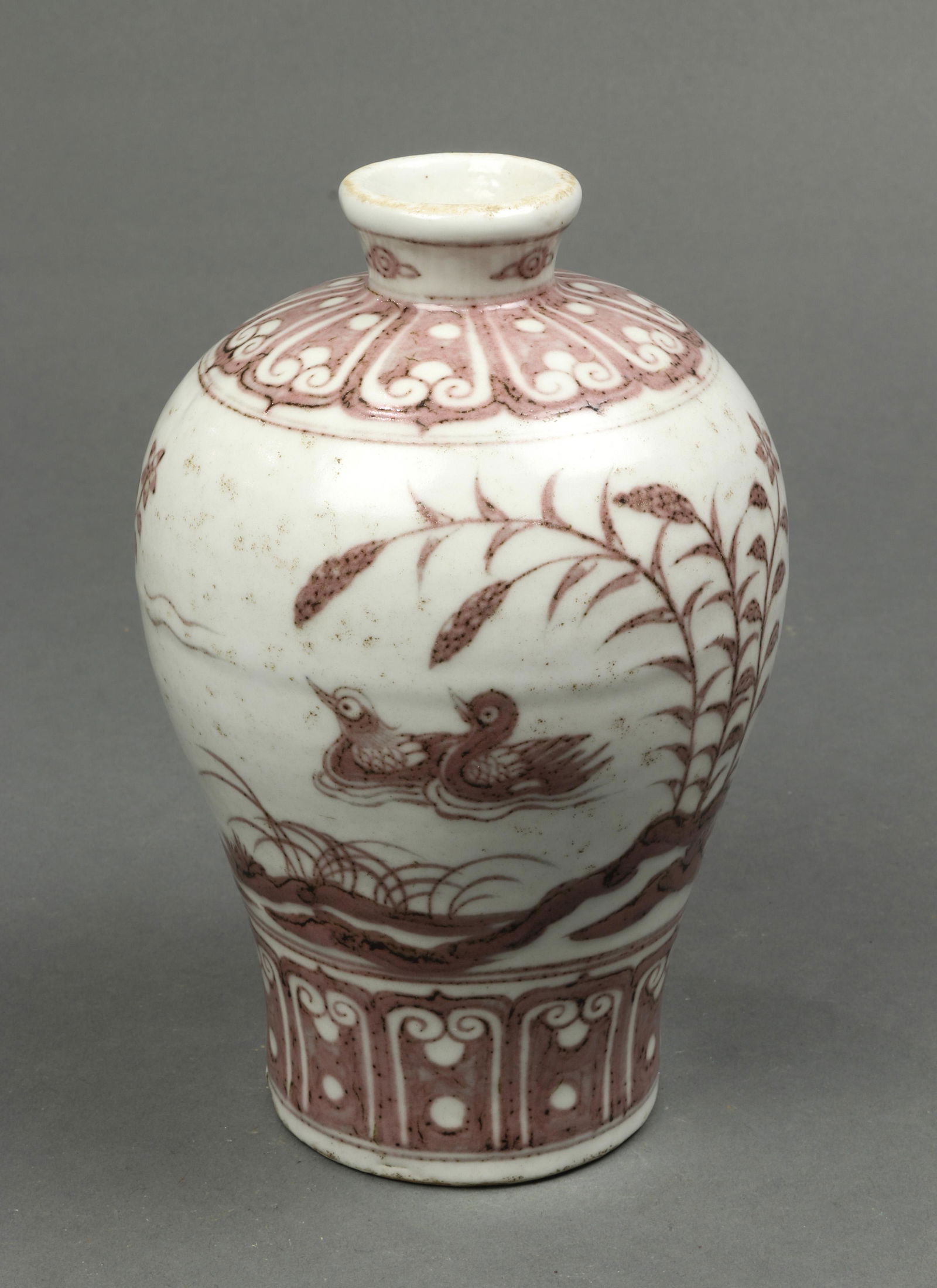 Chinese copper red decorated meiping vase (1 of 3)