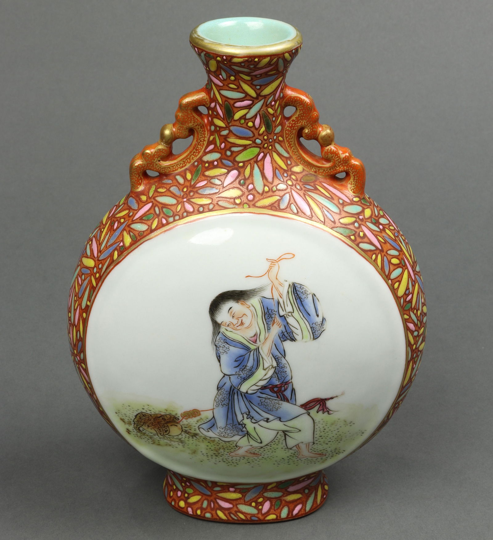 Chinese famille rose moon flask vase (1 of 4)