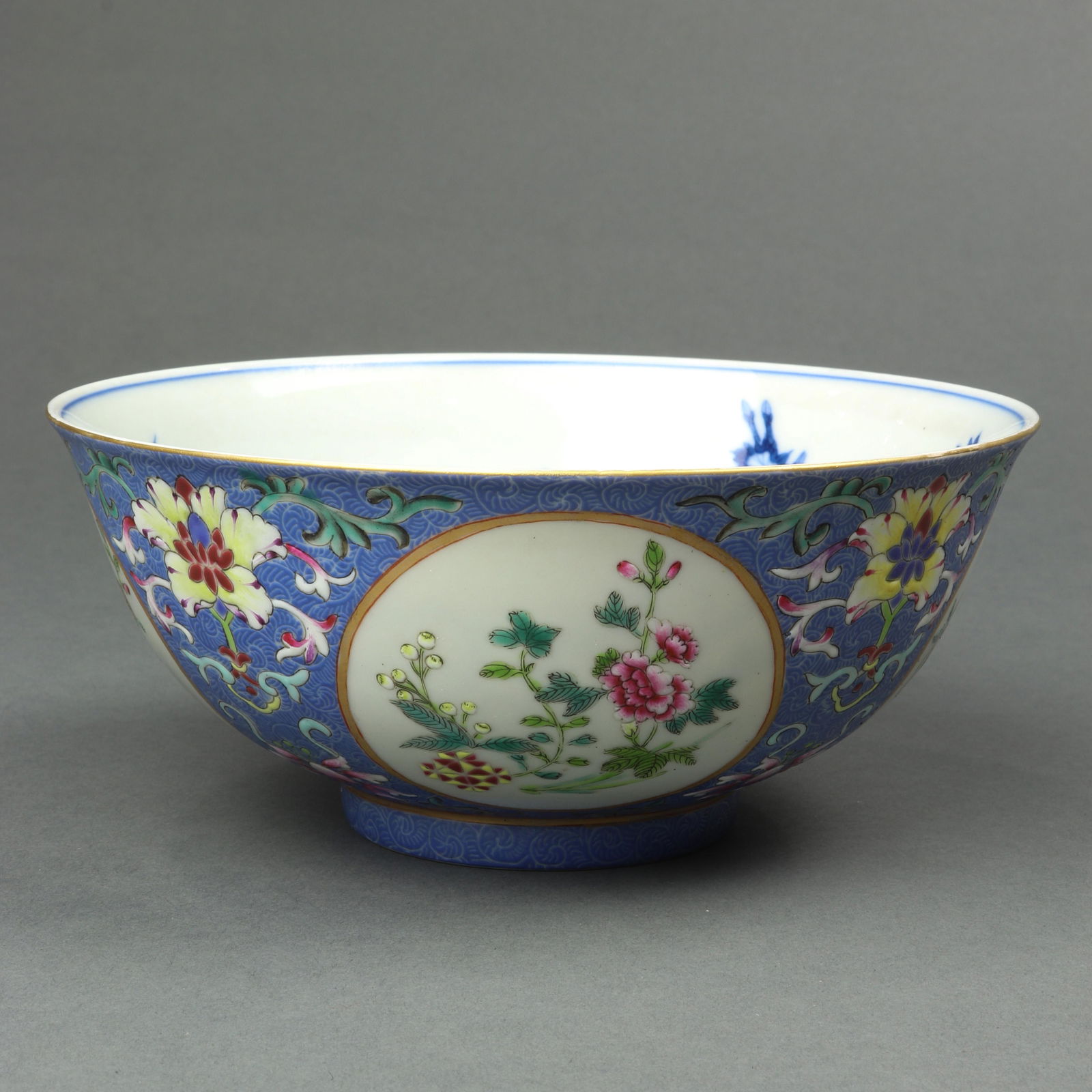 Chinese blue enameled famille rose bowl (1 of 4)