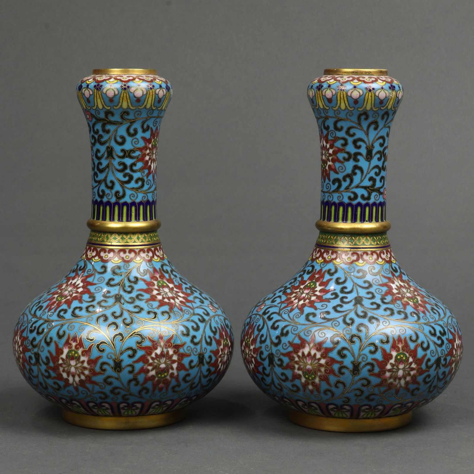 Pair of Chinese cloisonne enamel vases (1 of 4)