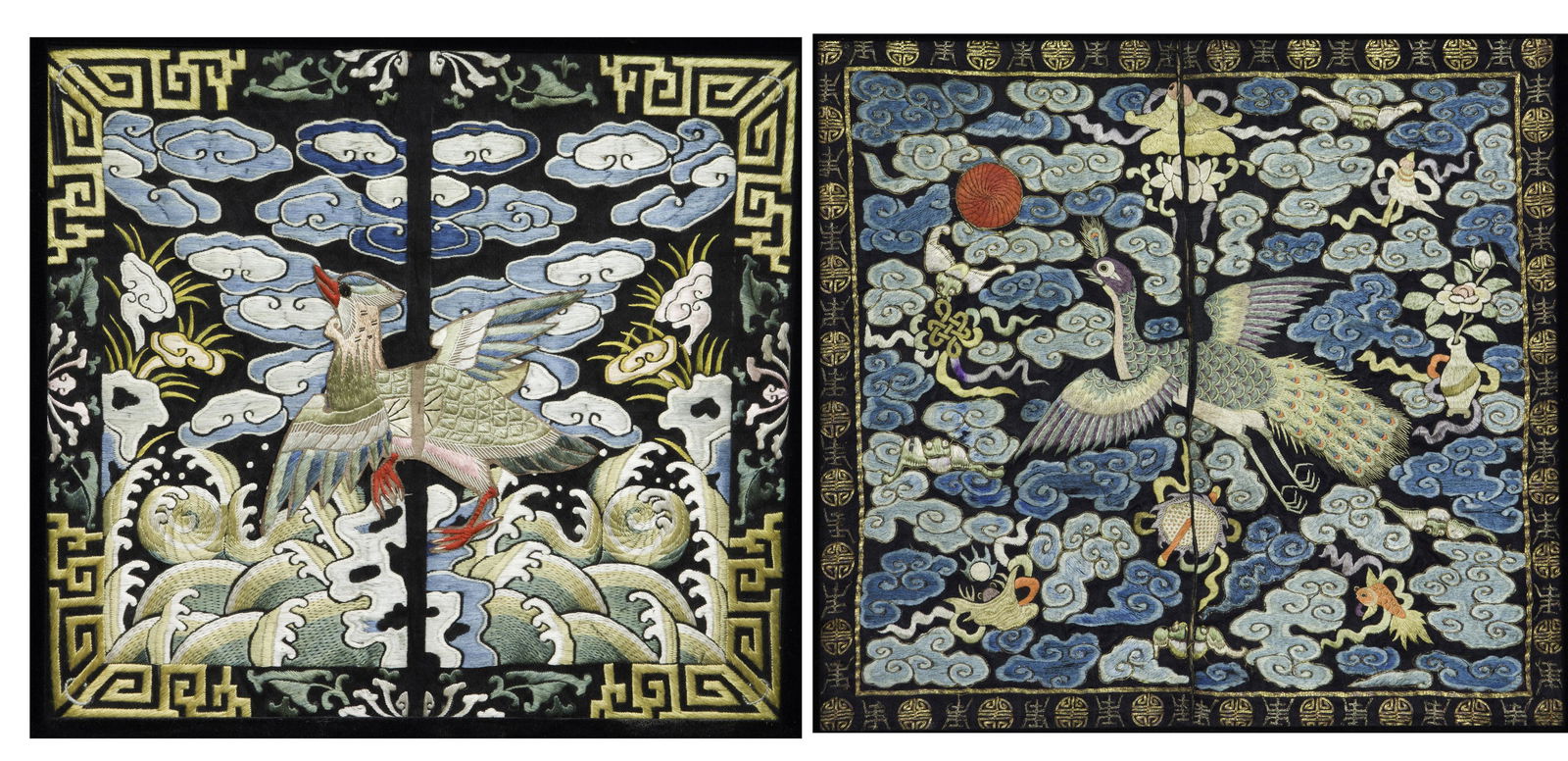 (lot of 2) Chinese embroidered silk rank badges (1 of 5)