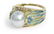 6461: Enamel pearl diamond plique-a-jour ring