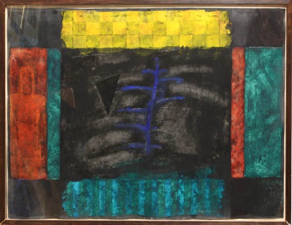 Painting, Abby Shahn, X-Ray: Framed tempera on paper, ''X-Ray,'' by Abby Shahn, signed ''Abby Shahn'' lower right, label affixed verso, overall: 32''h x 41.75''w