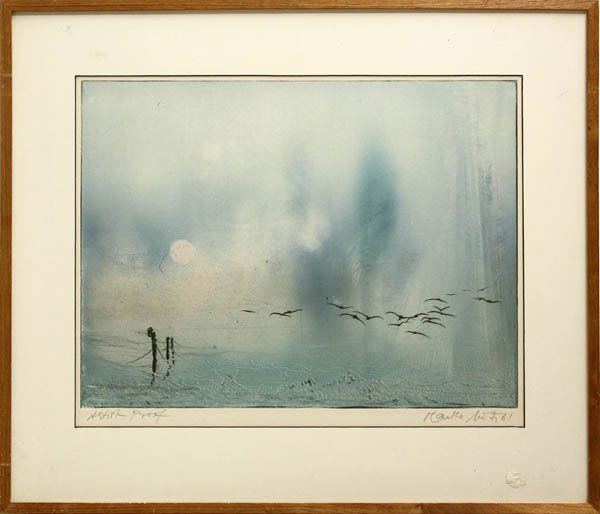 Print, Kaiko Moti, Seagulls: Framed color lithograph, Seagulls, by Kaiko Moti (Indian, 1921-1989), signed and dated in pencil ''Kaiko Moti '61'' lower right, Artist's Proof, overall: 22.75''h x 26.75''w