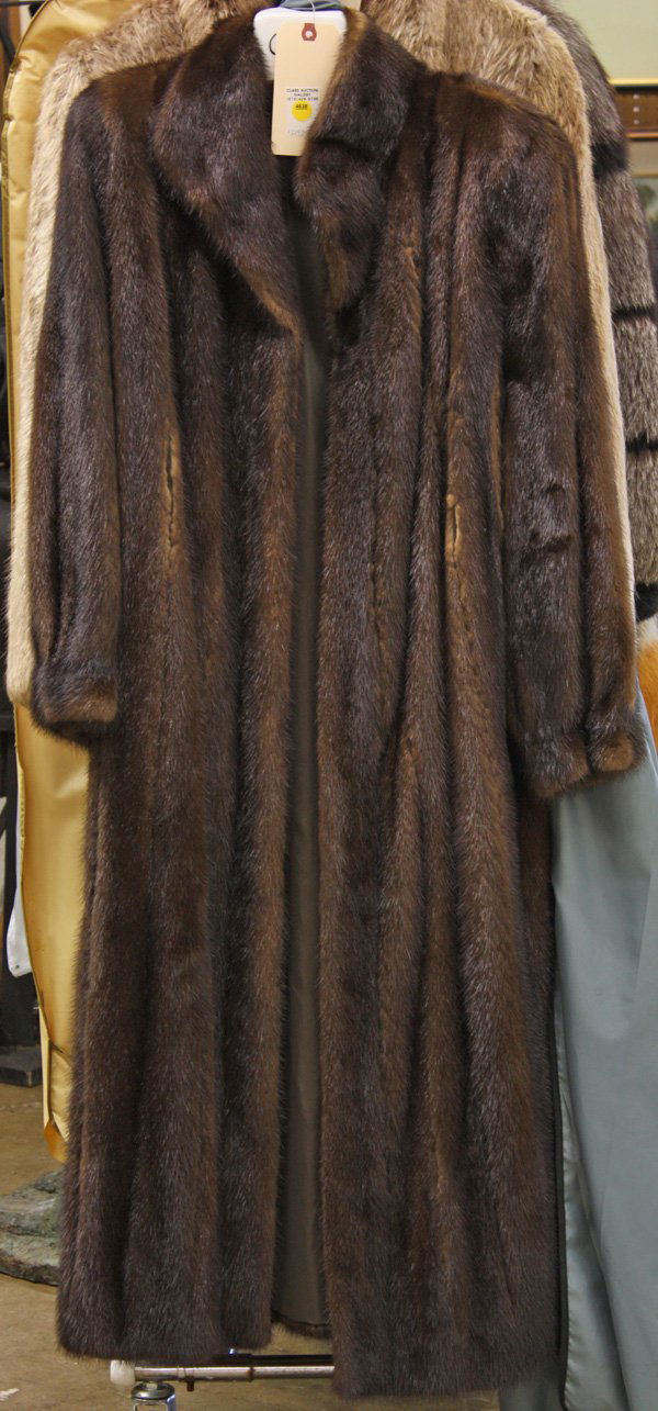 Goldman's California mink coat: Goldman's California chocolate brown full length mink coat, 51''long, 19''shoulders, 24''sleeves