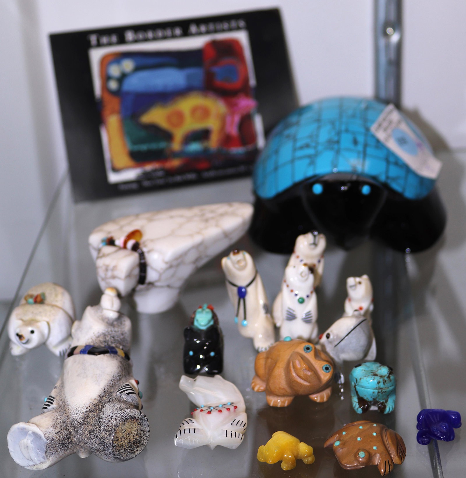 (lot of 16) Zuni fetishes: mostly bears, frogs,  turtle (1 of 1)