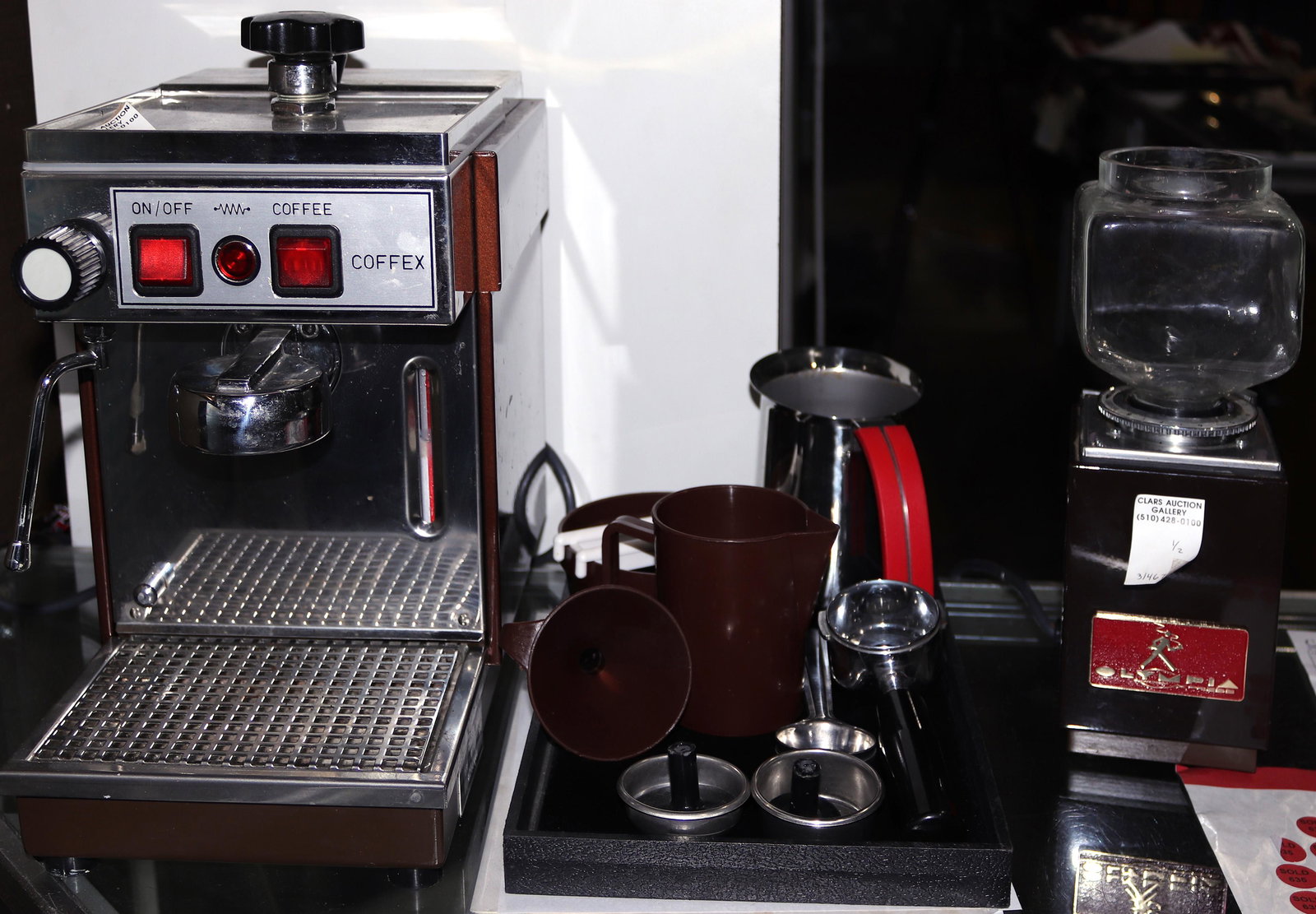 Olymbia Express espresso machine and grinder, 15"h x 7 (1 of 2)