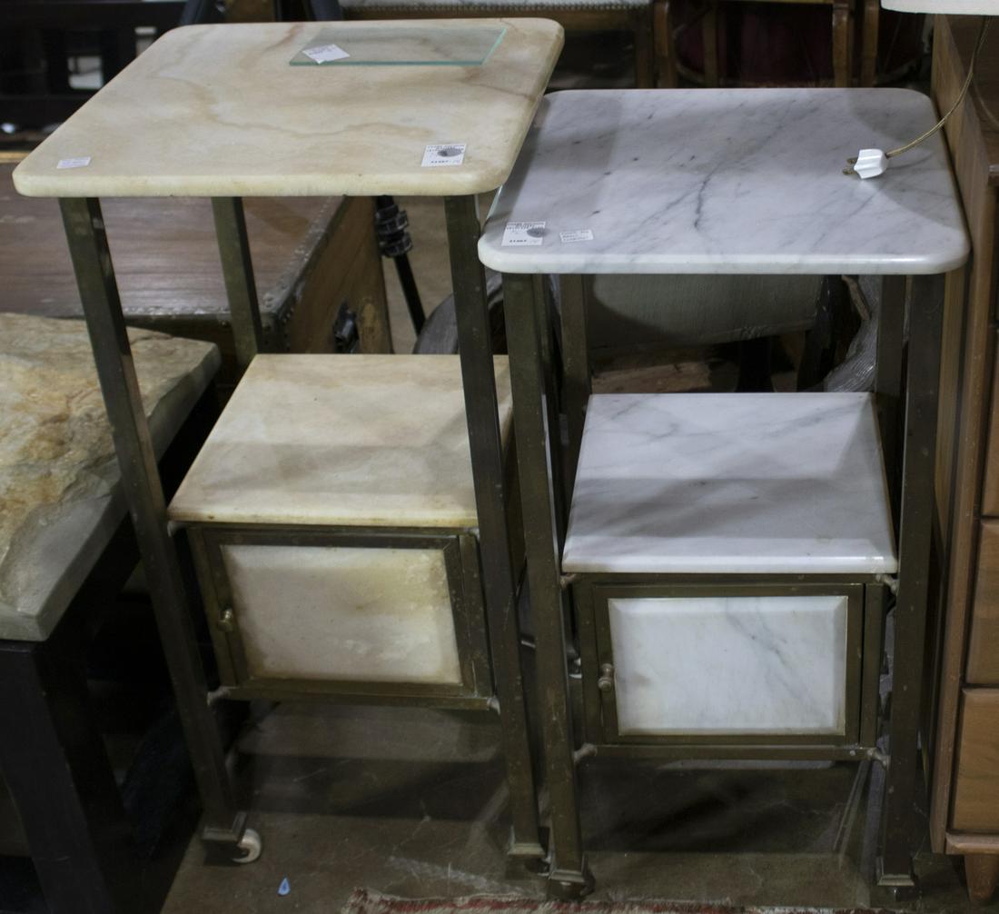 (lot of 2) Victorian marble and brass tiered stands (1 of 1)