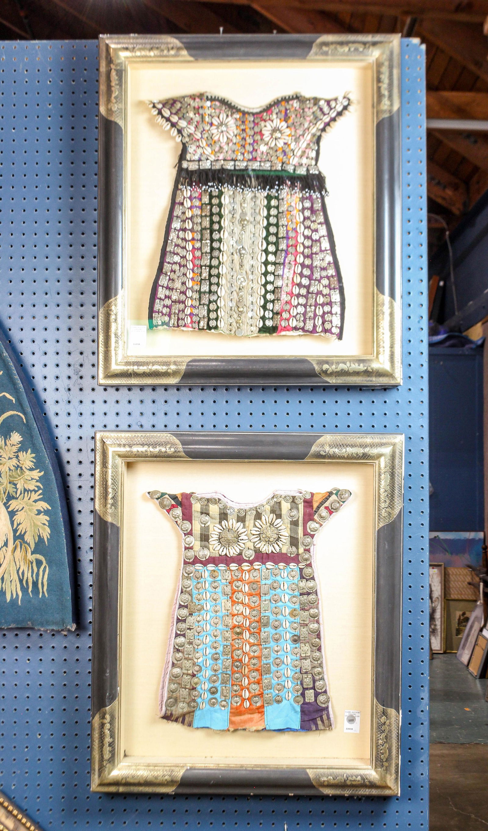 (lot of 2) Framed mixed metal and shell decorated (1 of 1)