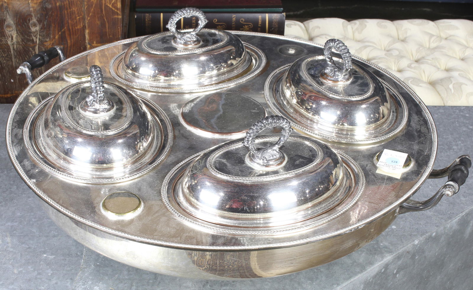 A Regency style silver plate on copper lazy susan style (1 of 1)
