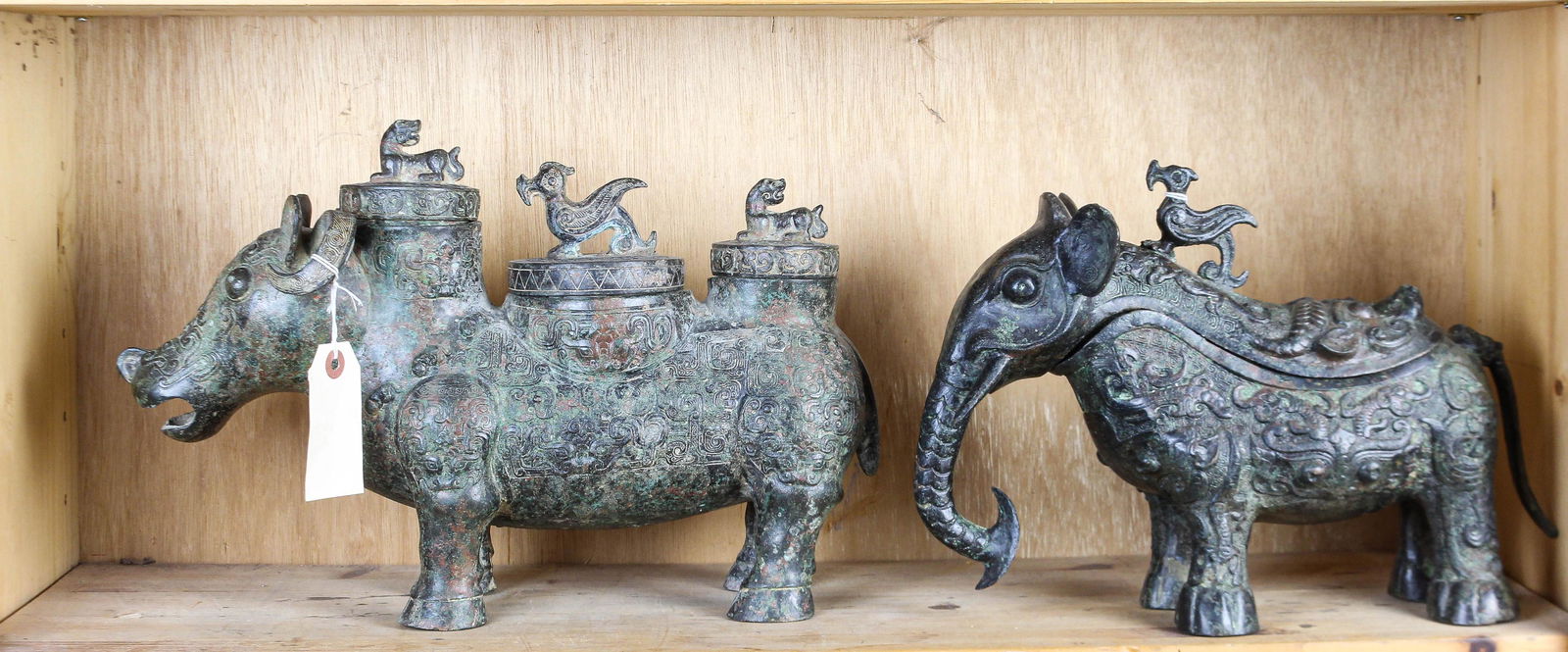 (lot of 2) Chinese archaistic bronze animal form ritual (1 of 1)