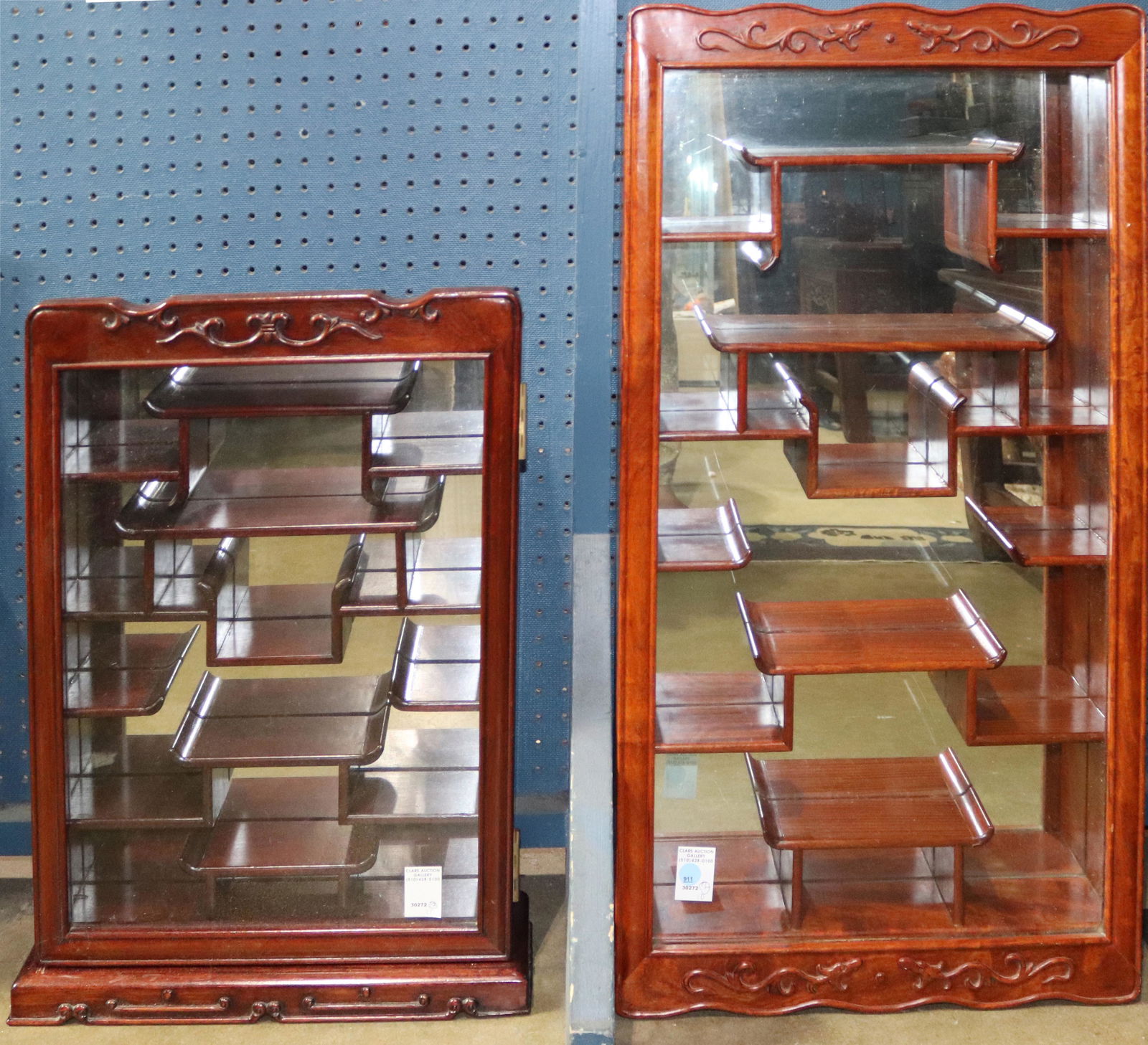 (lot of 2) Asian wall display cabinets with glass doors (1 of 1)