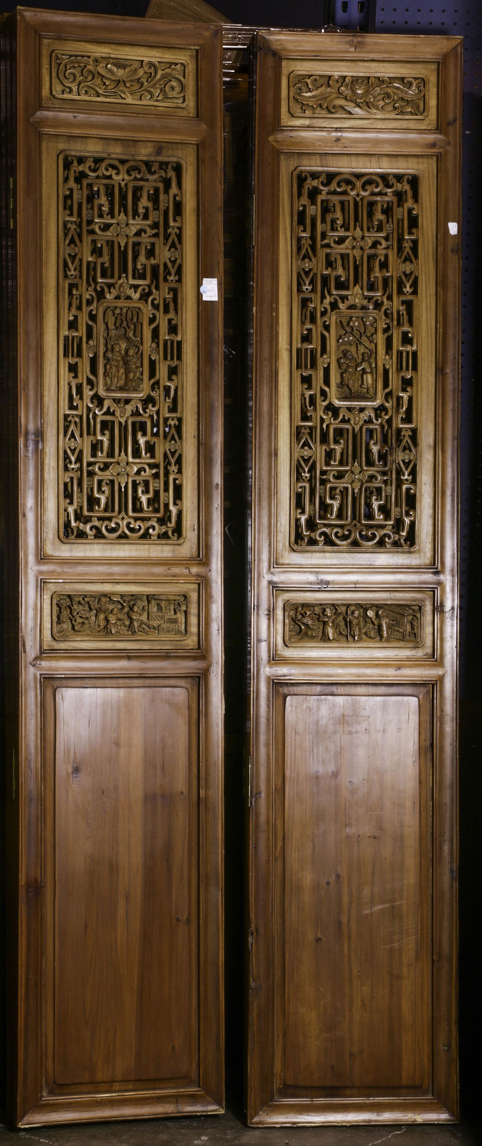 Chinese wood six panel folding screens (1 of 1)