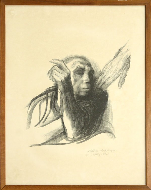 Lithograph, Kollwitz, German: Framed lithograph, ''Aus Folge Tod'' or Consequences of Death, by Kathe Kollwitz (German, 1867-1945), pencil signed ''Kathe Kollwitz'' and titled lower right, sight: 25''h x 19.75''w, overall: 26.625'