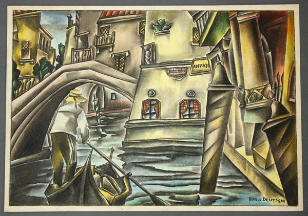 Boris Deutsch, Works on Paper, Women, Nudes, etc.: (lot of 14) Unframed etchings, sketches, and watercolors on paper, Miscellaneous works consisting mostly of landscapes and city scenes, by Boris Deutsch (Californian, 1892-1978), most signed and dated