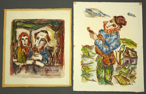 Boris Deutsch, Works on Paper, Women, Nudes, etc.: (lot of 12) Unframed etchings, sketches, and watercolors on paper, Miscellaneous works consisting mostly of musicians and groups of figures, by Boris Deutsch (Californian, 1892-1978), most signed and 