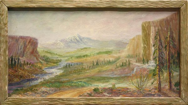 Painting, Hyde, Yosemite Vally: Framed oil on canvas board, Desert Valley, signed ''Hyde'' lower left, label affixed verso, overall: 18.5''h x 33''w