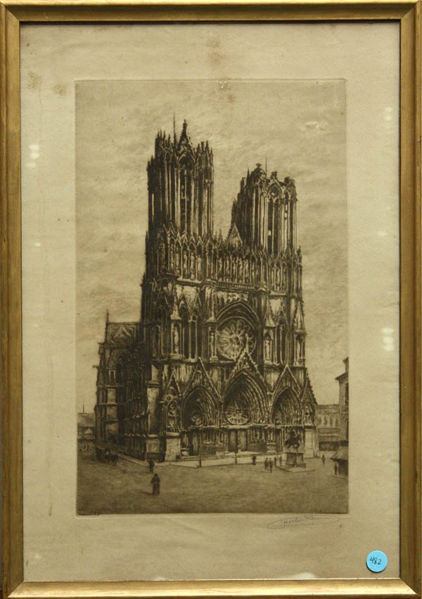 Prints, European Street Scenes,: (lot of 5) Framed etchings and aquatints, European Street Scenes, largest overall: 21.375''h x 15''w Two are by Hans Figura