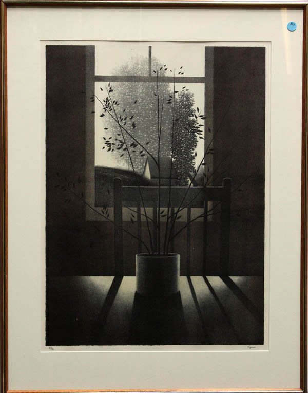 Print, Robert Kipness, Interior with Chair: Framed lithograph, ''Interior with Chair,'' by Robert Kipness (American, b. 1931), pencil signed ''Kipness'' lower right, numbered 65/90 lower left, overall: 32''h x 25''w
