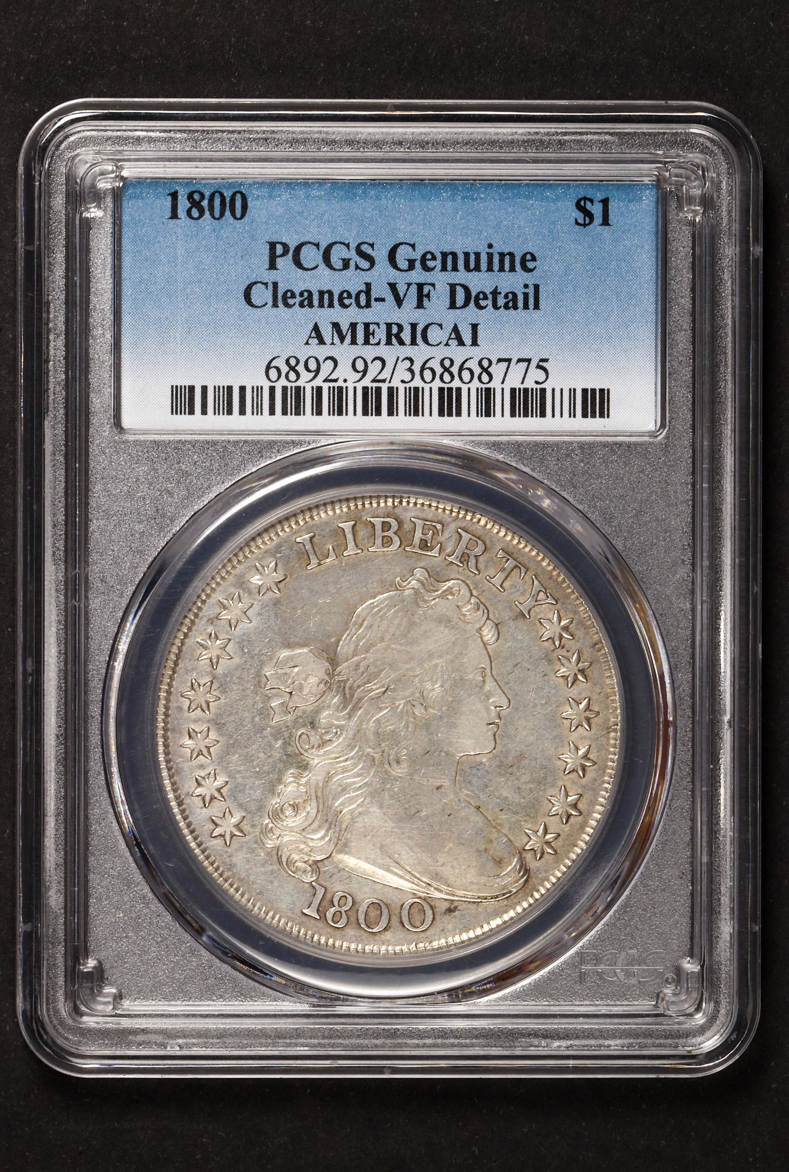 1800 US Draped Bust $1 Dollar B-19 BB-192 R2 "AMERICA1" (1 of 2)