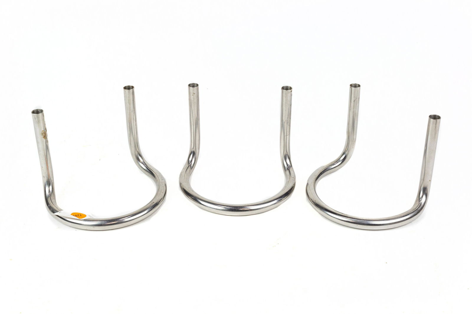 (lot of 2) Peter Karpf Gemini chrome candle holders: (lot of 2) Peter Karpf Gemini chrome candle holders, set of 3, together with an Industrial Age candelabra, having (8) lights, largest: 10"h