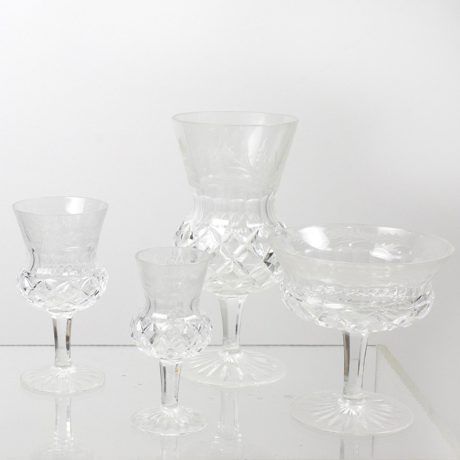 (lot of 42) "Thistle" pattern crystal stemware (1 of 2)