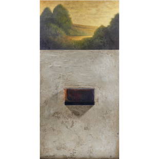Mixed Media, Wade Hoefer: Wade Hoefer (American, b. 1951), "Peace and Plenty (G.I.)," 1990, oil, enamel, and cement with honey and honeycombs on board, signed, titled, and dated verso, overall: 96"h x 48"w x 6.5"d. Provenance: