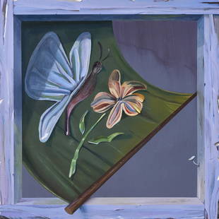 Painting, Alexander Harrison: Alexander Harrison (American, Contemporary), "Butterfly Spring Breeze," 2019, acrylic on panel, signed and dated verso, panel: 16"h x 16"w x 2"d. Provenance: Purchased from Fisher Parrish (Brooklyn,