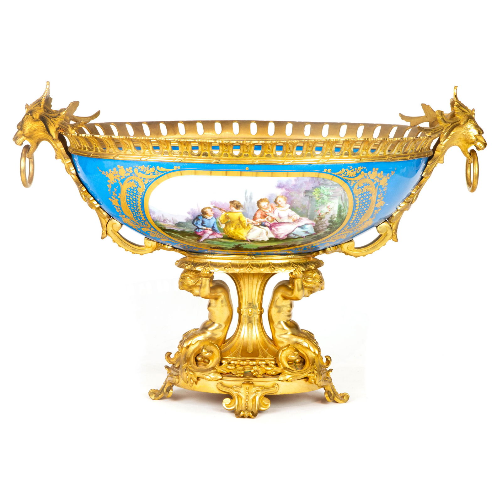 A Sevres style gilt bronze mounted centerpiece (1 of 4)