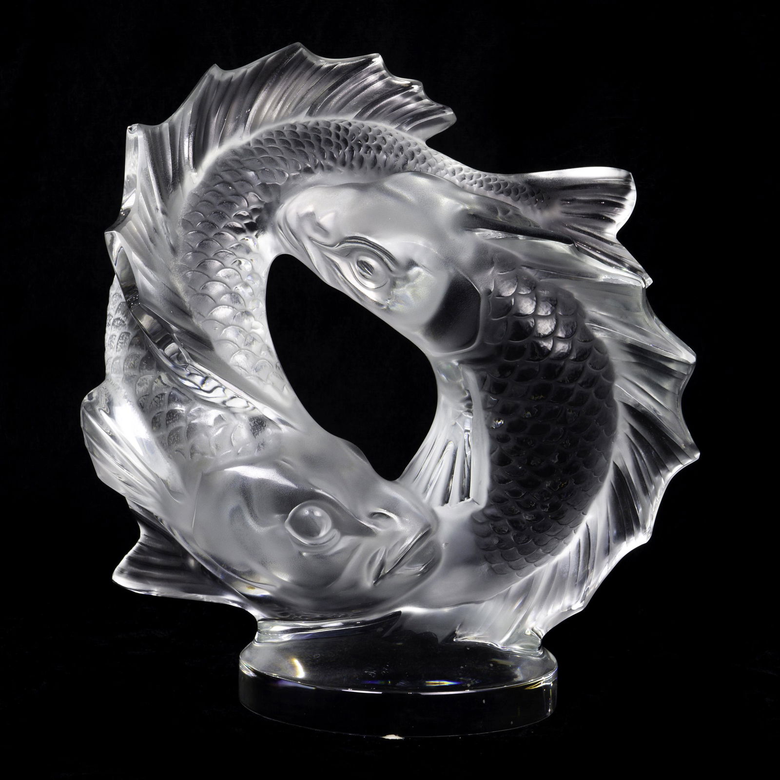 A Lalique Deux Poissons frosted double fish sculpture (1 of 4)