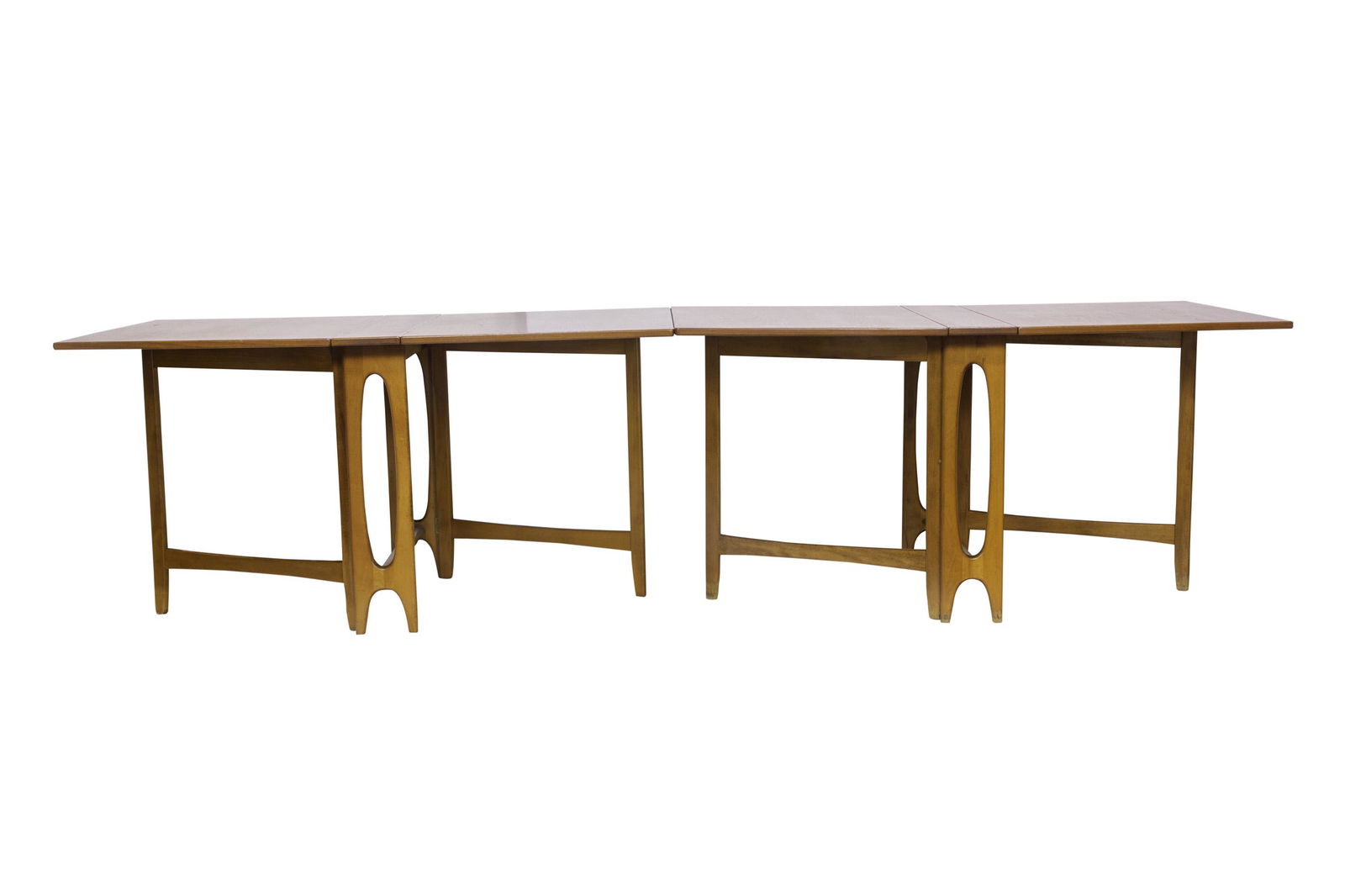 A Scandinavian Modern teak folding table: A Scandinavian Modern teak folding table, in the manner of Bruno Mathsson, in two parts, 28 1/2"h x 57"l x 35"w