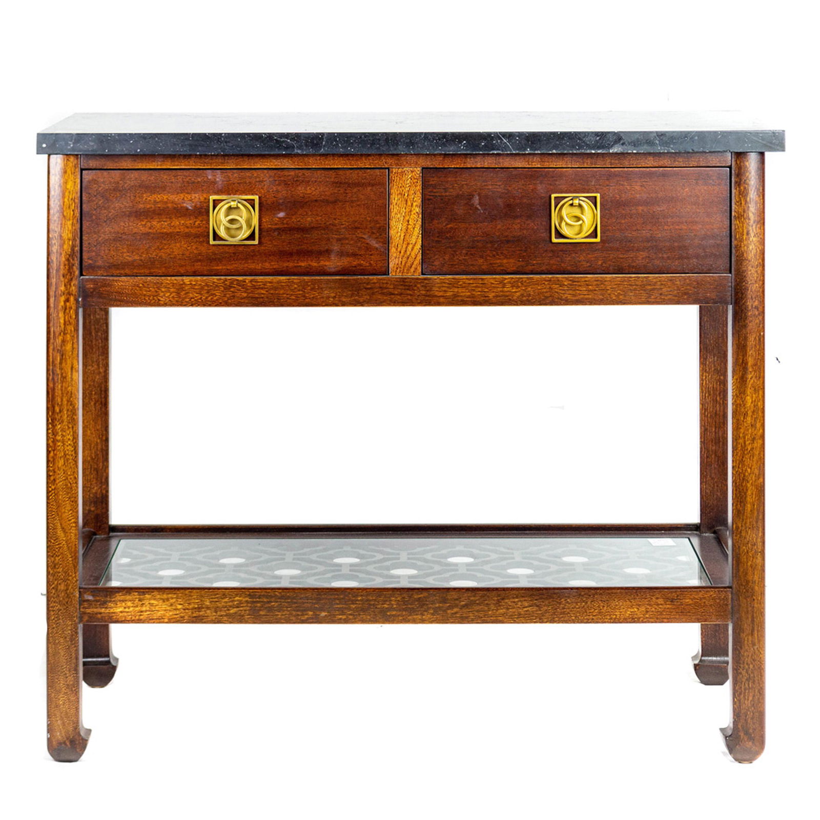 A Moderne console table, having a black slate (1 of 6)