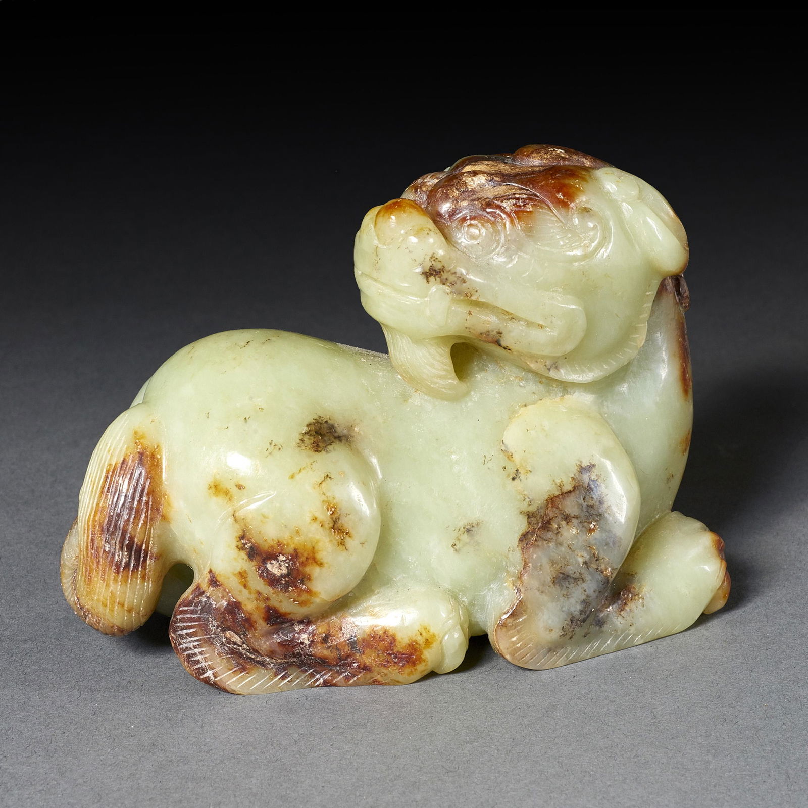 Chinese russet celadon jade mythical horned beast (1 of 3)