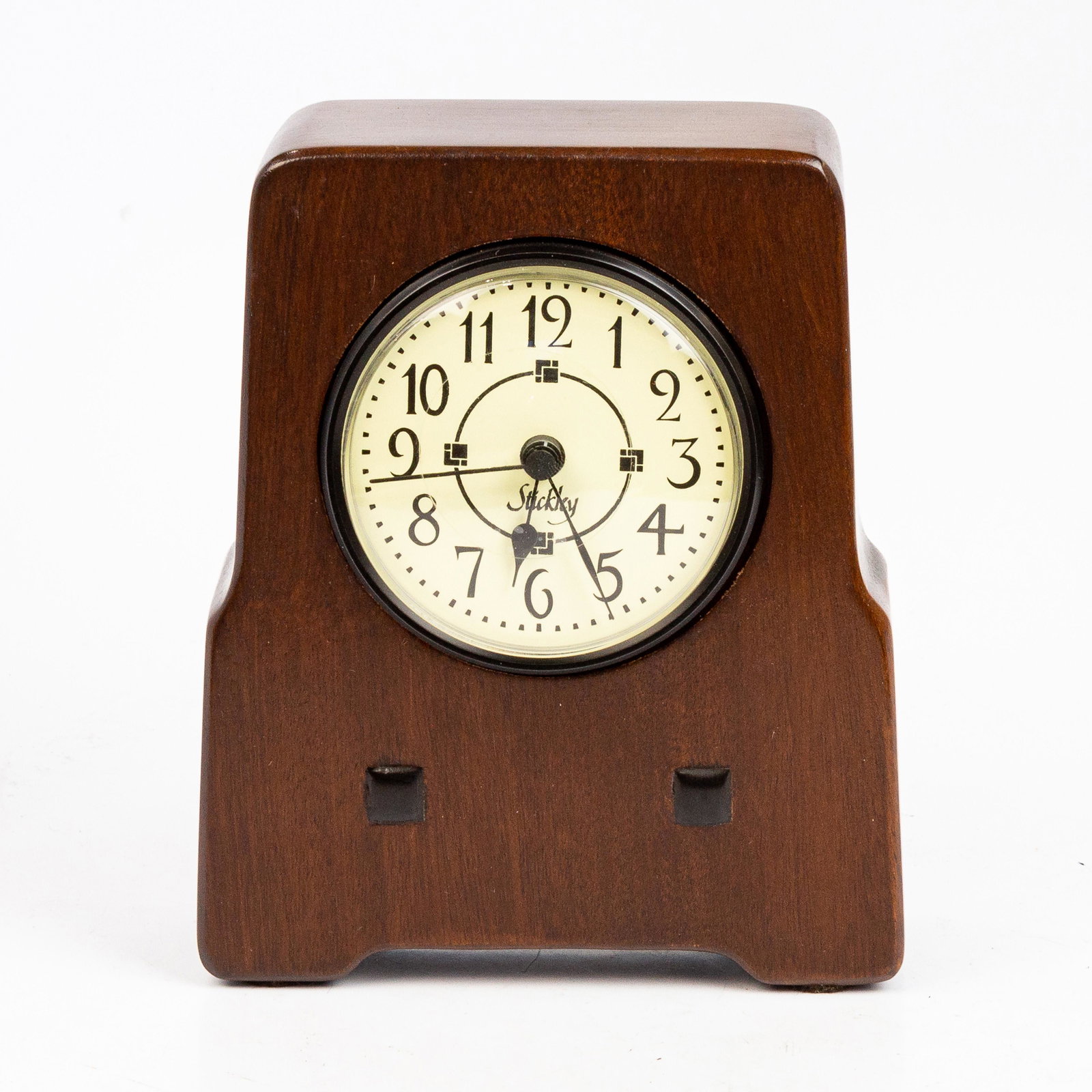 Stickley Antiquities reproduction clock in the Arts and: Stickley Antiquities reproduction clock in the Arts and Crafts style, 6"h x 4.5"w