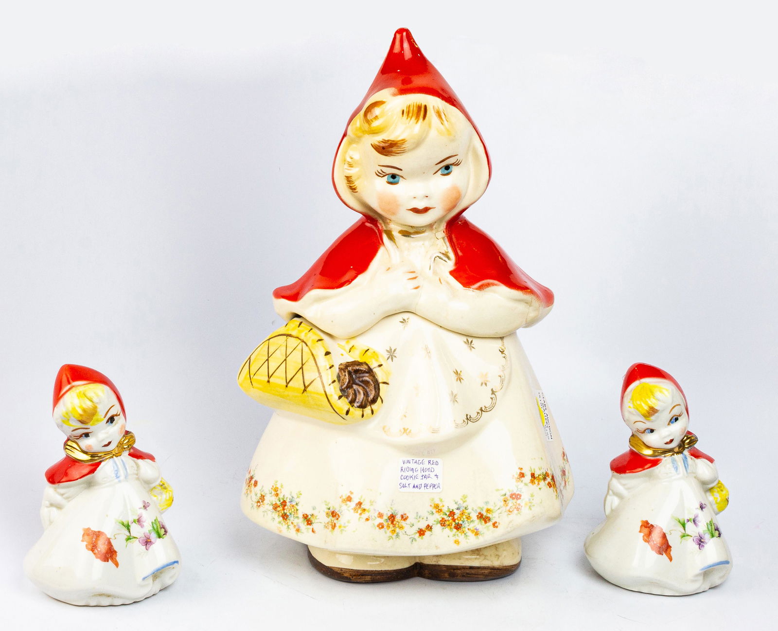 (lot of 3) Vintage Red Riding hood cookie jar en suite (1 of 1)