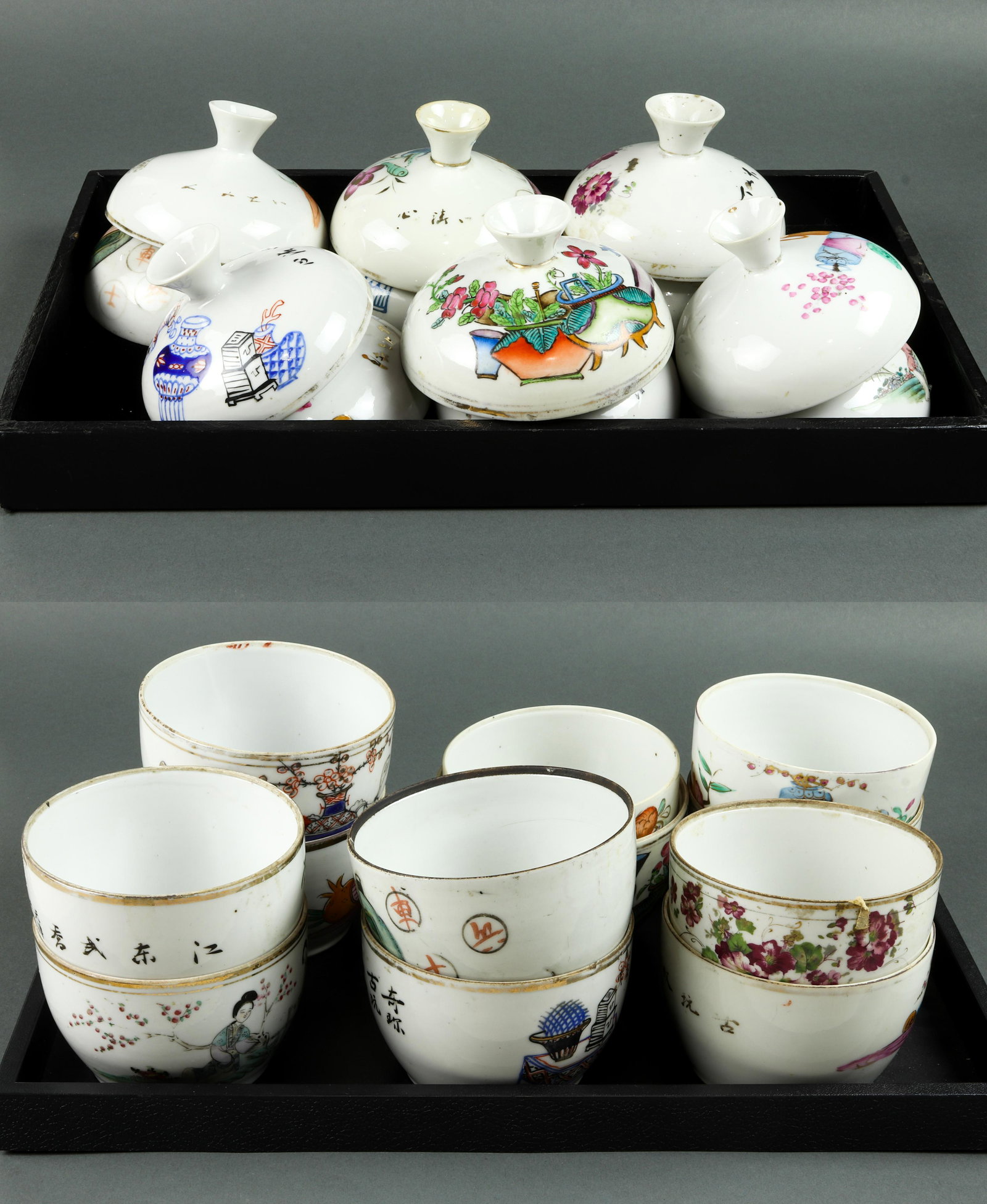 (lot of 12) Chinese famille rose lidded jars (1 of 1)