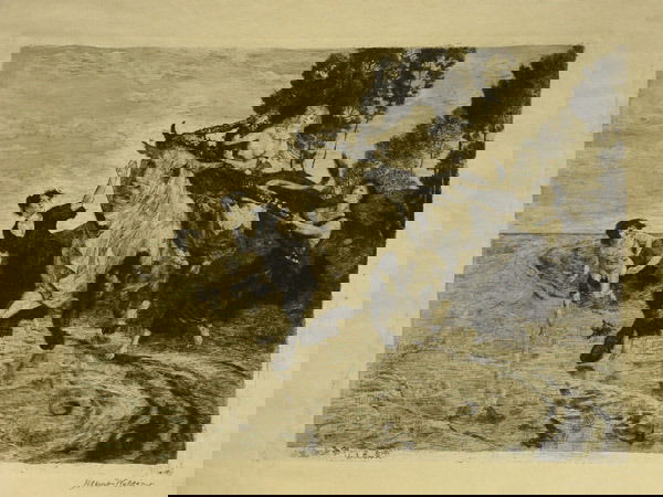 Etchings, Albert Welti: (lot) Unframed etchings by Albert Welti (Swiss 1862-1912): Der Weg zum Hades (1894), signed lower right, titled in plate lower left, sheet: 21.5''H x 30''W; Entfuhrung des Europa (1916), signed lower