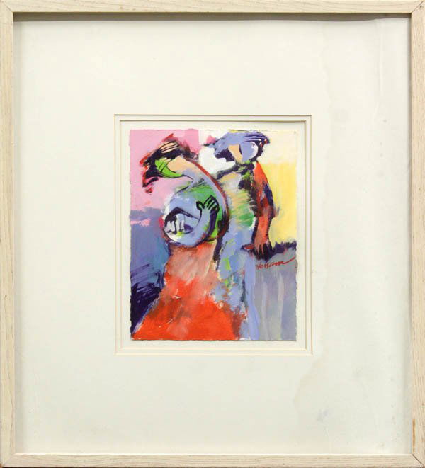 Painting, Hessam Abrishami, Portrait of Two Women: Framed acrylic on paper, Portrait of Two Women, 1991, by Hessam Abrishami (Iranian/Californian, b. 1951), signed ''Hessam'' mid right, signed, dated, and inscribed verso, overall: 22.5''h x 20.5''w
