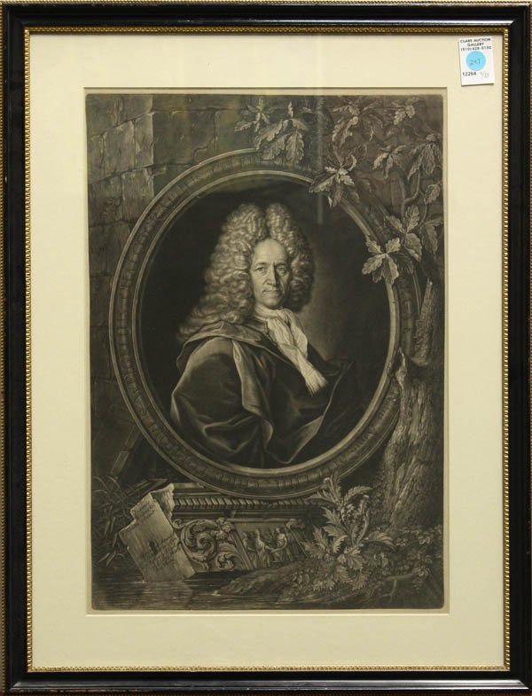 Print, 18th Century, Portraits: (lot of 8) Framed 18th Century intaglio prints: ''Sir John Vanbrugh,'' after Godfrey Kneller; ''Frances, Countess of Jersey,'' by Thomas Watson (British, 1743-1781) after David Gardner; ''Master Monta