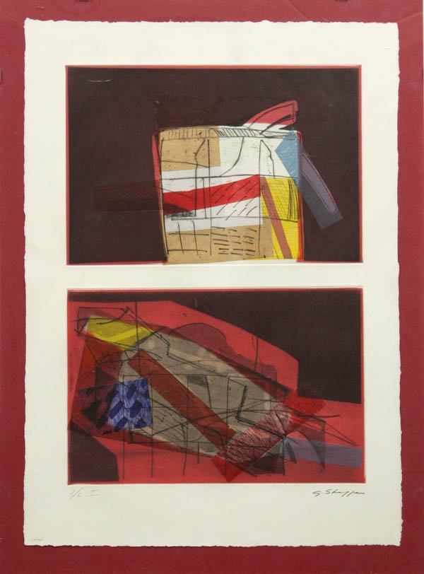 Print, Gary Lee Shaffer, WHere the Lines End: Framed etching, ''Where the Lines End,'' 1994, by Gary Lee Shaffer (Californian, 1936-2001), pencil signed lower right, dated lower left, edition 3/6 I, inscribed verso, overall: 24.5''h x 17.75''w