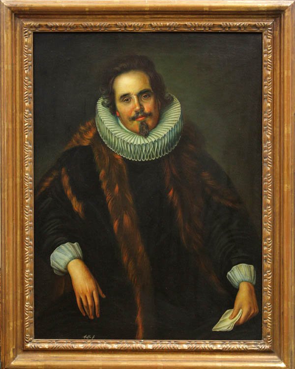Painting, A. Maffei, J. Le Roy: Framed oil on canvas, ''J. Le Roy,'' by A. Maffei, after Van Dyck, signed indistinctly lower left, overall: 37.75'h x 29.75''w
