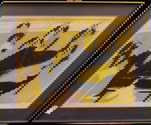 Framed lithograph, Andre Brasilier: Framed lithograph, Concerto Pour Piano et Orchestre (1971), by Andre Brasilier (French 1929-2004), signed lower right, #218/250, frame: 28''H x 33''W (certificate of authenticity by ''Vision Nouvelle'