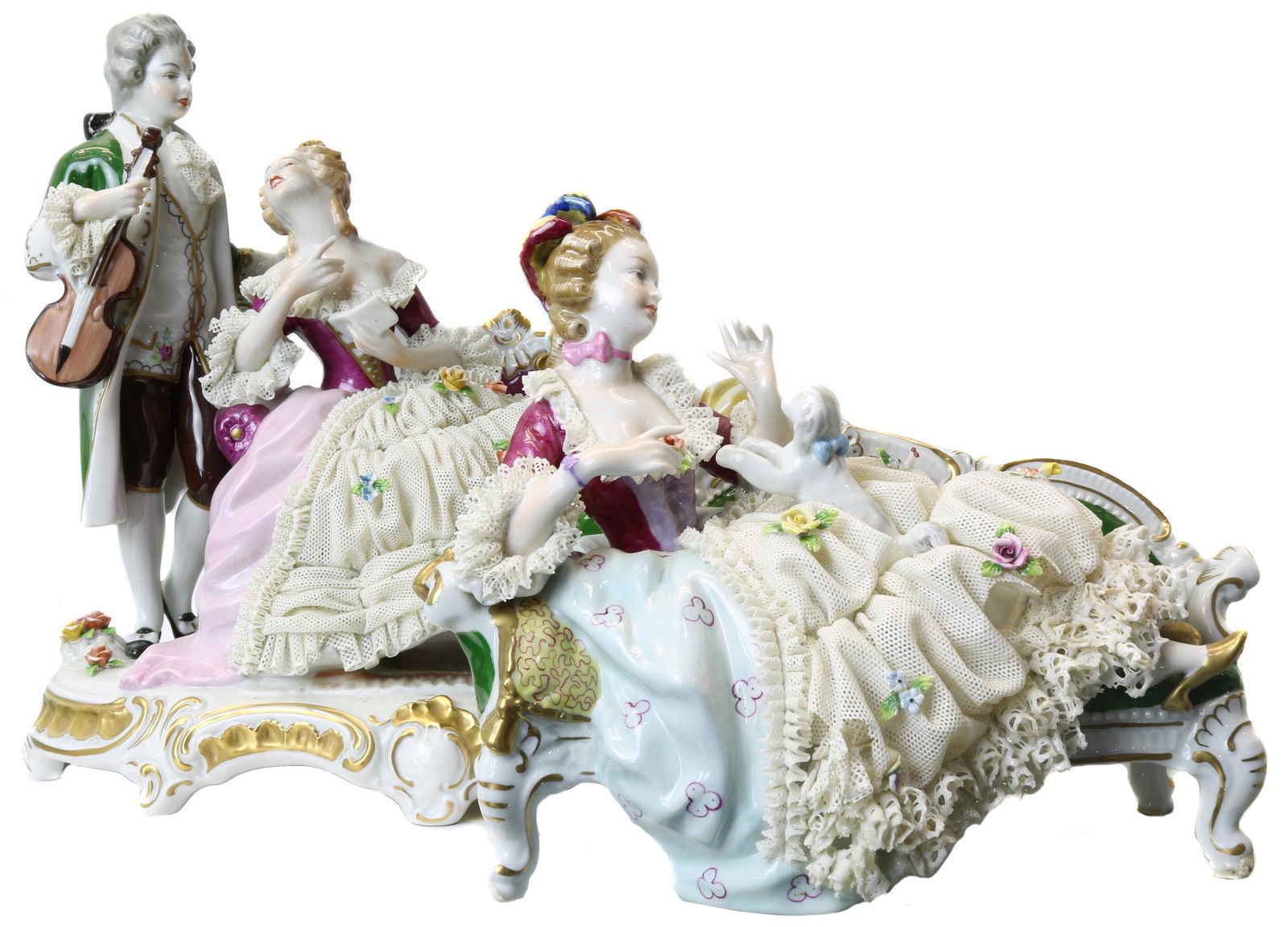 (lot of 2) German crinoline sofa groups: a violin (1 of 1)