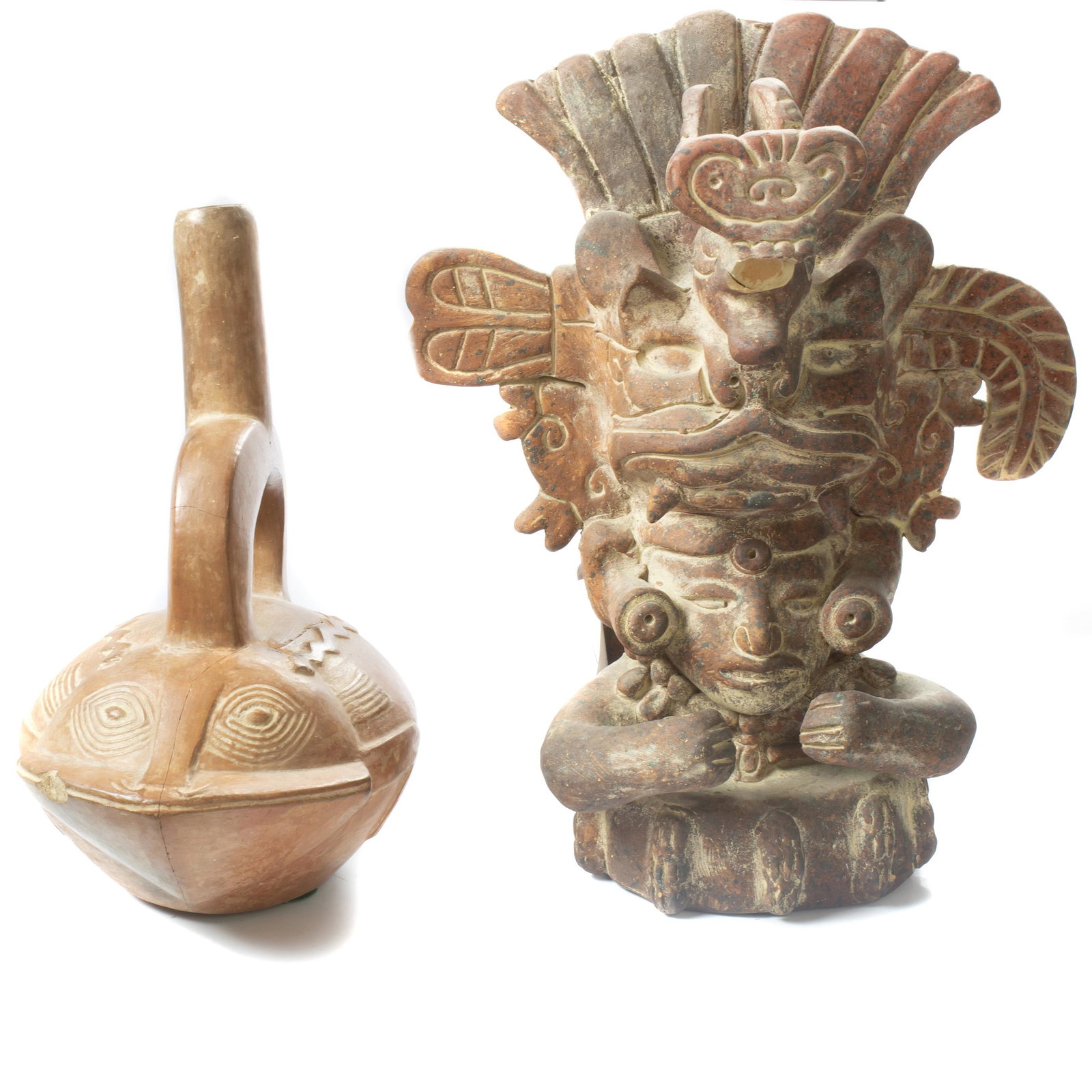 (lot of 2) Pre-Columbian red clay vessels: a turtle (1 of 1)