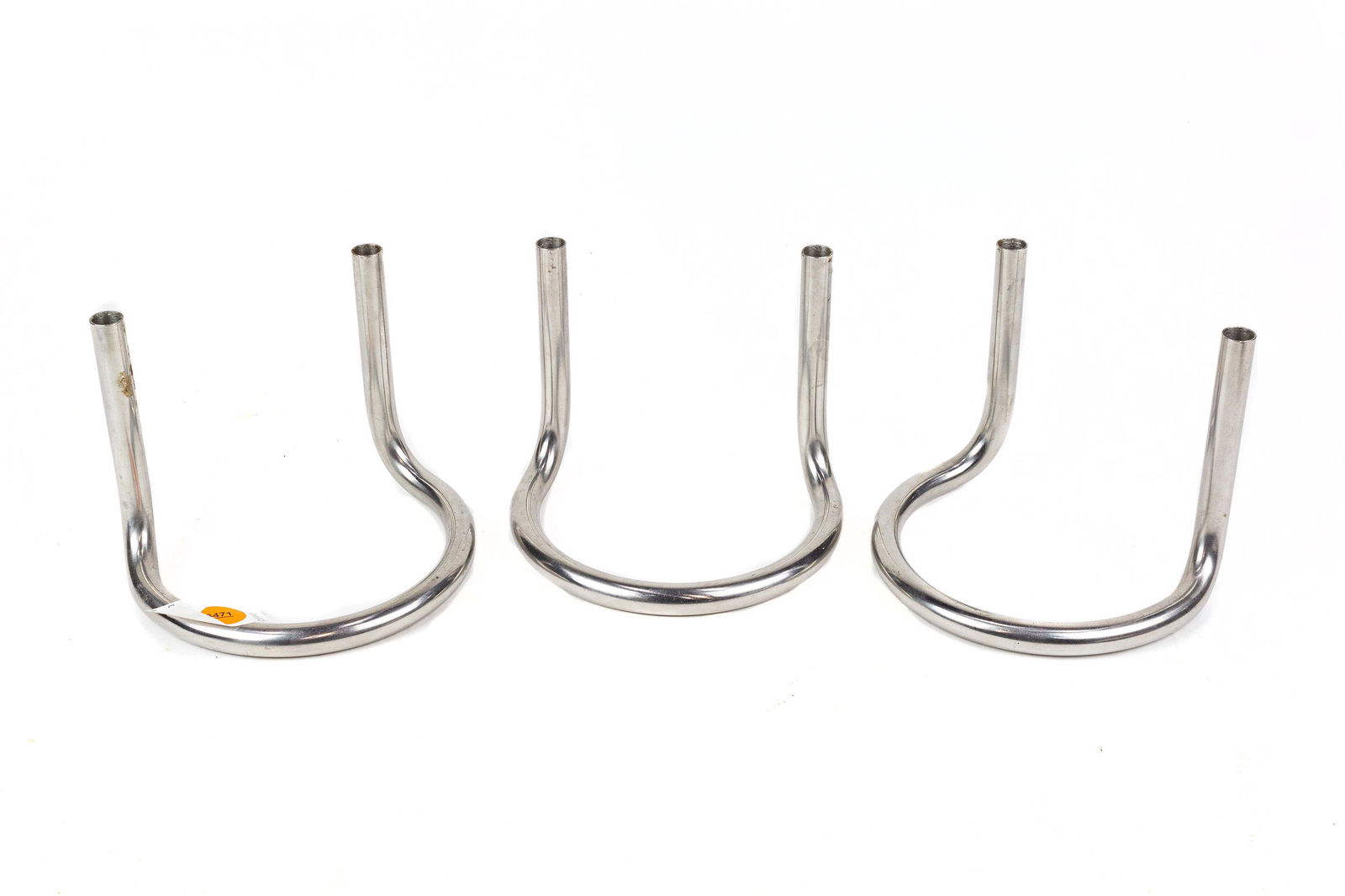 (lot of 2) Peter Karpf Gemini chrome candle holders: (lot of 2) Peter Karpf Gemini chrome candle holders, set of 3, together with an Industrial Age candelabra, having (8) lights, largest: 10"h