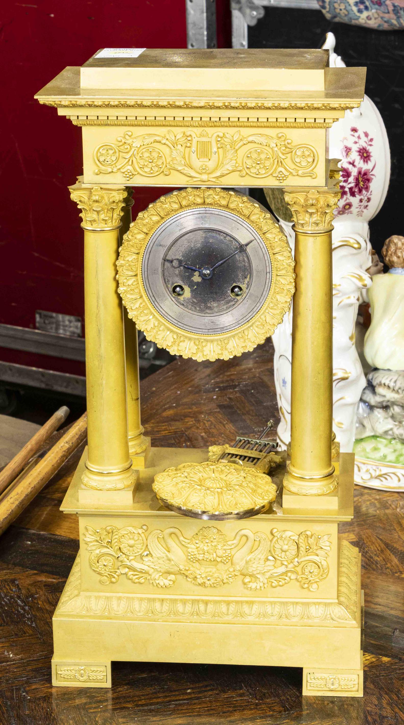 French Neoclassical style gilt mantle clock (1 of 1)